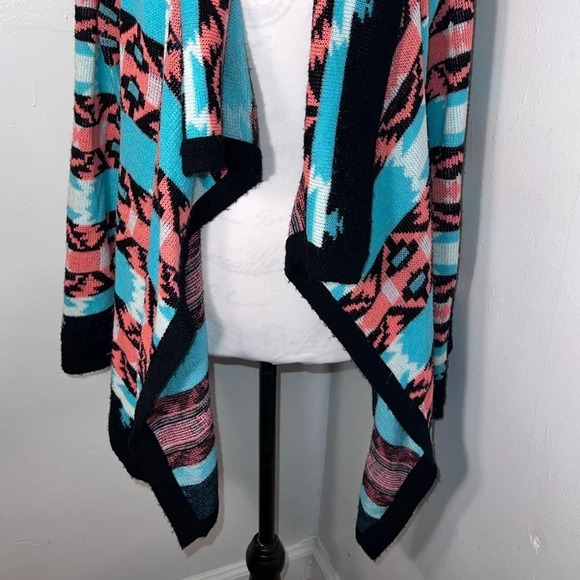 b sharp, L, mohair blend, long sleeve open cardigan shawl collar,asymmetric hem - Picture 4 of 6